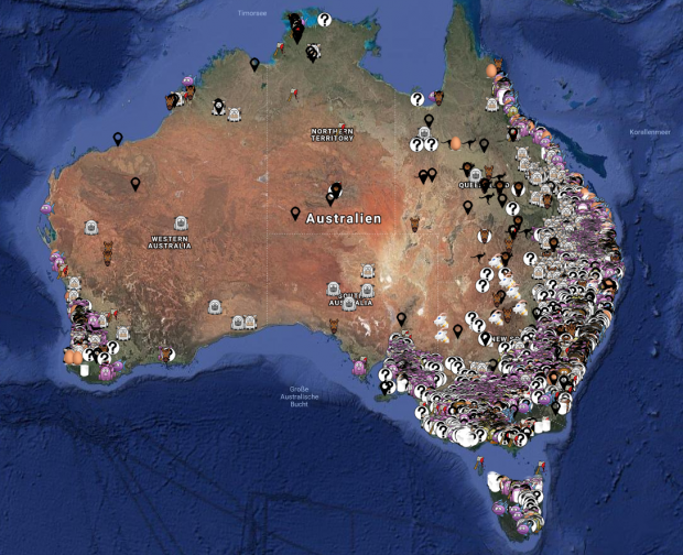 The Aussie Farms’ interactive online map of abattoirs, farms and other facilities encourages people to trespass, take photos and gather other evidence at these locations then upload to their repository. The Aussie Farms’ interactive online map of abattoirs, farms and other facilities encourages people to trespass, take photos and gather other evidence at these locations then upload to their repository.