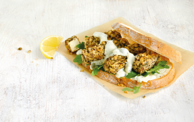 The Fish’less’Fingers are made from breaded seaweed tofu, with a crispy coating and subtle fish flavour. The Fish’less’Fingers are made from breaded seaweed tofu, with a crispy coating and subtle fish flavour.